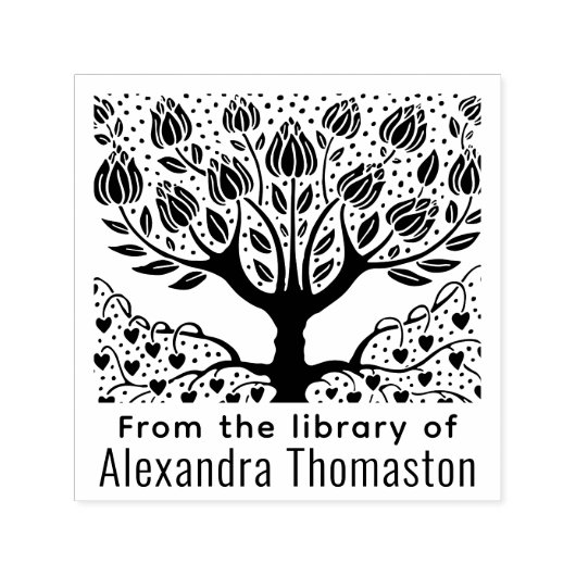 Rustikaler Blütenbaum, Herz Roots #2 Bibliothek Bu Permastempel (Design)