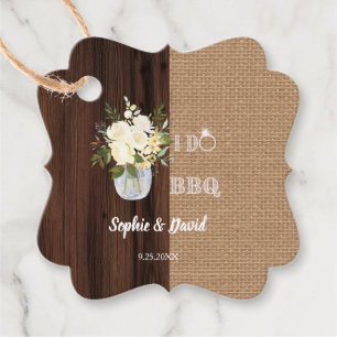 Rustikaler Blütenburlap alter Stall I DO Barbecue Geschenkanhänger