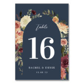 Rustikaler Blütenfarbenbogen Tischnummer (Rückseite)