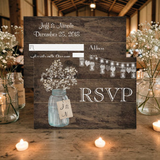 Rustikaler Blütenlandwirt Hochzeit RSVP Karte