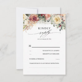 Rustikaler Blutfall Inspiriert schöne Hochzeit RSVP Karte