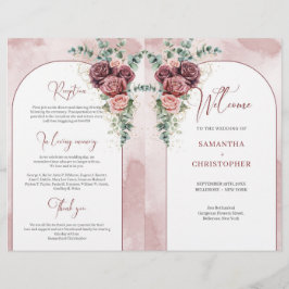 Rustikaler Bogen-Bordeaux-Rose Eukalyptus gefaltet