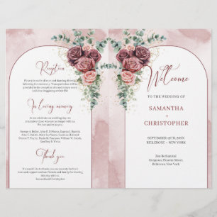 Rustikaler Bogen-Bordeaux-Rose Eukalyptus gefaltet