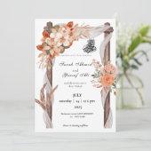 Rustikaler Bogen Floral Nikkah muslimische Hochzei Einladung (Stehend Vorderseite)