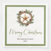 Rustikaler Bohemian-Weihnachtskranz mit Tannennapk Serviette (Vorderseite)