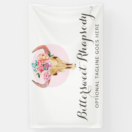 Rustikaler Bohemischer Kuh-SchädelWatercolor Banner (Vertikal)