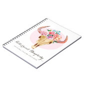 Rustikaler Bohemischer Kuh-SchädelWatercolor Notizblock (Linke Seite)