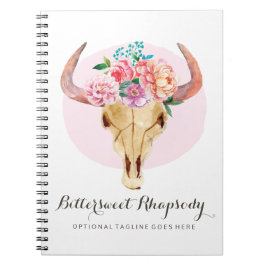 Rustikaler Bohemischer Kuh-SchädelWatercolor Notizblock