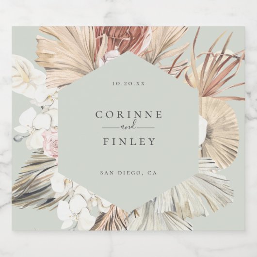 Rustikaler Bohemischer Oasisrahmen Schaumweinetikett (Einzelnes Label)