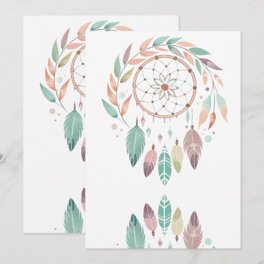 Rustikaler Bohemischer Traumfänger Einladung (Vorne/Hinten)