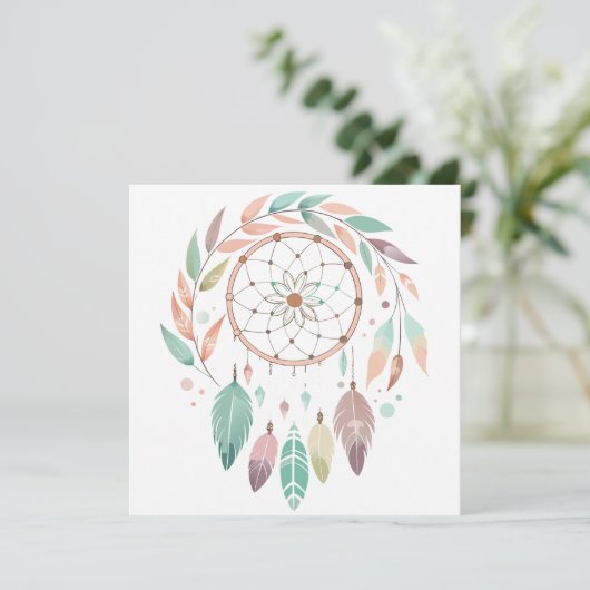 Rustikaler Bohemischer Traumfänger Save The Date (Stehend Vorderseite)