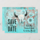 Rustikaler Boho Aquamariner Western Sonnenblumen K Save The Date (Vorne/Hinten)