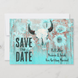Rustikaler Boho Aquamariner Western Sonnenblumen K Save The Date