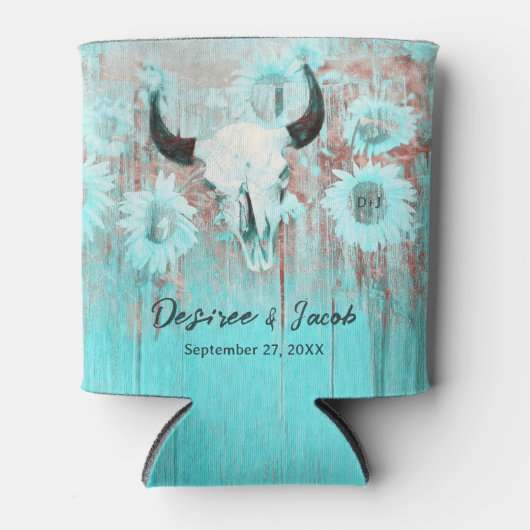 Rustikaler Boho Aquamariner Western Sunflowers Bul Dosenkühler (Vorderseite)