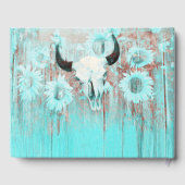 Rustikaler Boho Aquamariner Western Sunflowers Bul Gästebuch (Rückseite)