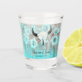 Rustikaler Boho Aquamariner Western Sunflowers Bul Schnapsglas
