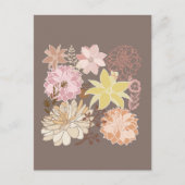 Rustikaler Boho-Asphalt-Blumenmuster  Postkarte (Vorderseite)