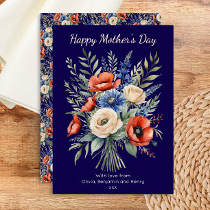 Rustikaler Boho-Blumenstrauß Alles Gute zum Mutter Folien Feiertagskarte