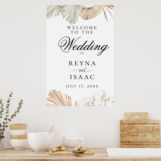 Rustikaler Boho-Chic-Hochzeitsempfang Poster (Küche)
