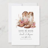 Rustikaler Boho Chic Western-Hochzeit-Cowboy-QR-Co Save The Date (Vorderseite)