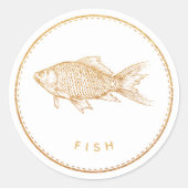 Rustikaler Boho-Chic-Wildblumen-Fisch-Menüwahl Runder Aufkleber (Vorderseite)