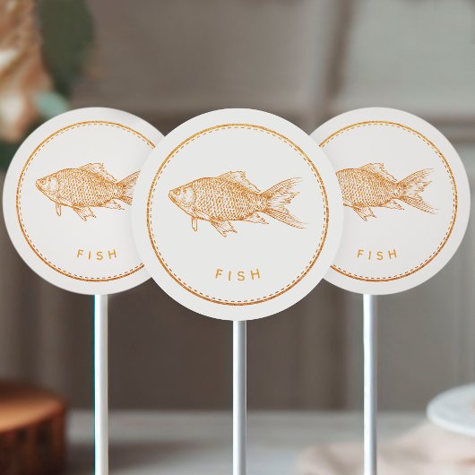 Rustikaler Boho-Chic-Wildblumen-Fisch-Menüwahl Runder Aufkleber