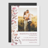 Rustikaler Boho Chic Wildblumen Foto Save The Date Magneteinladung (Vorne/Hinten)