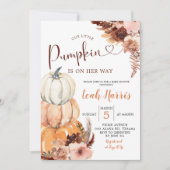 Rustikaler Boho Ein kleiner Kürbis ist auf dem Weg Einladung (Vorderseite)