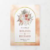 Rustikaler Boho Erde Blumenarsch auf einer Hochzei Dreifach Gefaltete Einladung (Cover)