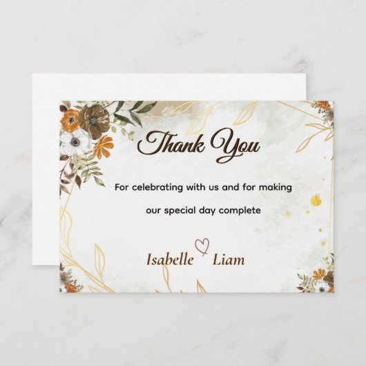 Rustikaler Boho Fall Dankeschön Karte (Vorne/Hinten)