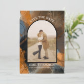 Rustikaler Boho Flat Save the Date Cards Artistic (Stehend Vorderseite)