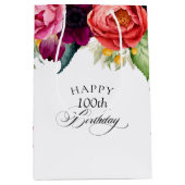 Rustikaler Boho Floral 100. Geburtstag Mittlere Geschenktüte (Vorderseite)