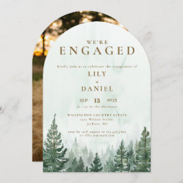 Rustikaler Boho Forest Engagement Party Foto Arch Einladung