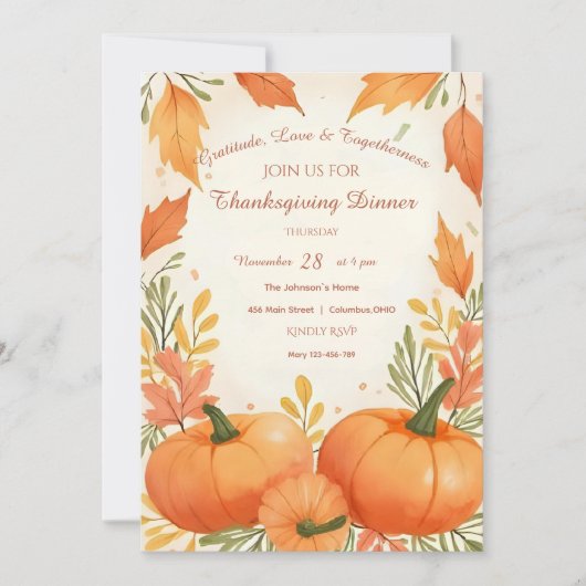 Rustikaler Boho Gemütlicher Erntedank im Herbst Ei Einladung (Vorderseite)