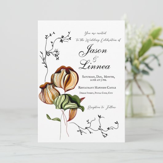 Rustikaler Boho Linear Vintag Minimalismus Einladung (Stehend Vorderseite)