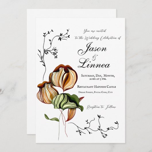 Rustikaler Boho Linear Vintag Minimalismus Einladung (Vorne/Hinten)