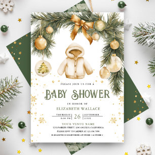 Rustikaler Boho-Mantel Winter-Weihnachts-Baby-Part Einladung