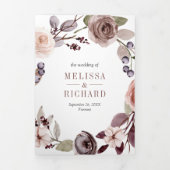 Rustikaler Boho Neutral Pumpkin Floral QR Code Hoc Dreifach Gefaltete Einladung (Cover)