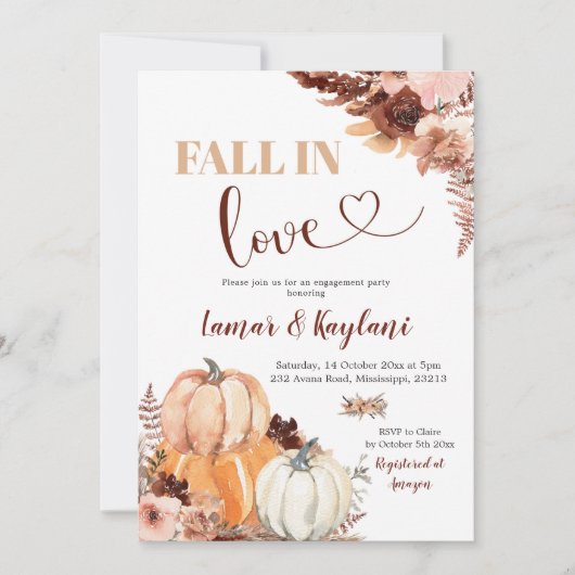 Rustikaler Boho Pumpkin Fall Liebe Engagement Part Einladung (Vorderseite)