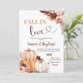 Rustikaler Boho Pumpkin Fall Liebe Engagement Part Einladung (Stehend Vorderseite)