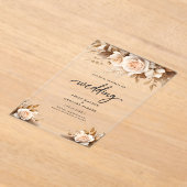 Rustikaler Boho-Rosé-Blumenhochzeit Acryleinladungen (Ablage )