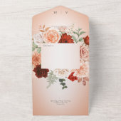Rustikaler Boho Rust Peach Floral Frame Blush QR C All In One Einladung (Außenbereich)