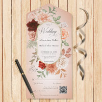 Rustikaler Boho Rust & Peach Floral Oval Blush QR