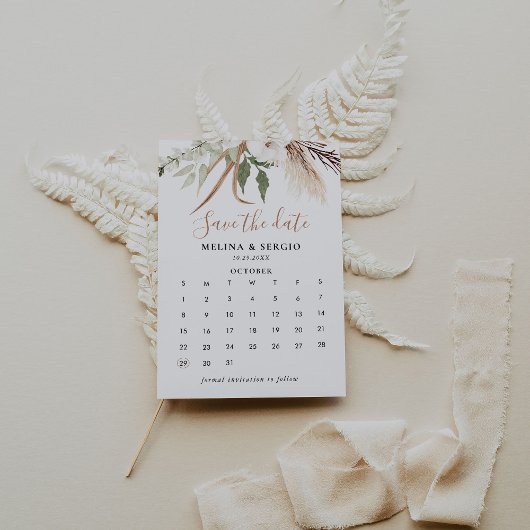 Rustikaler Boho Simple Floral Save the Date Calend