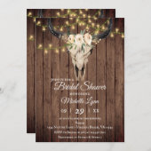 Rustikaler Boho Skull and Lights on Wood Brautpart Einladung (Vorne/Hinten)