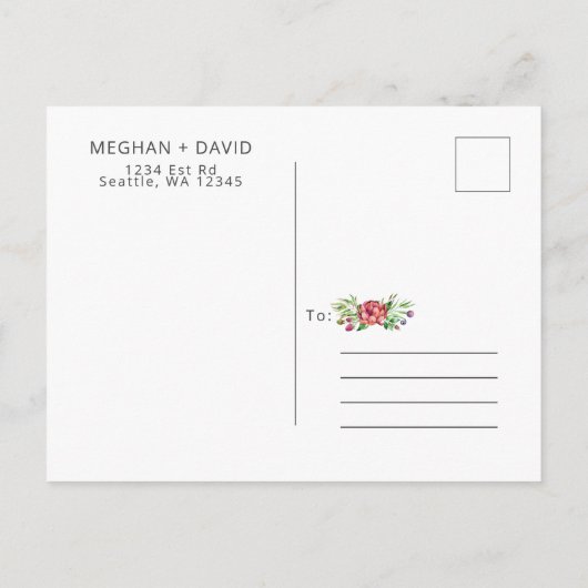 Rustikaler Boho Sukkulenter Kaktus Save the Date Ankündigungspostkarte (Rückseite)