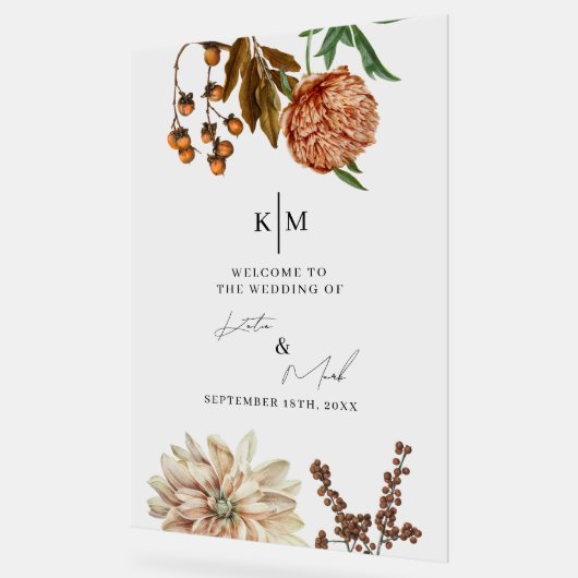 Rustikaler Boho Willkommen bei unserem Hochzeitska Acrylschild (Winkel)