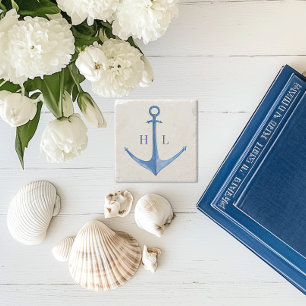 Rustikaler Bootsanker Monogrammiert  Steinuntersetzer