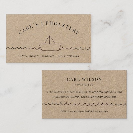 Rustikaler Bootsverleih Visitenkarte (Vorne/Hinten)