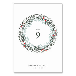 Rustikaler botanischer Aquarellkranz Tischnummer
